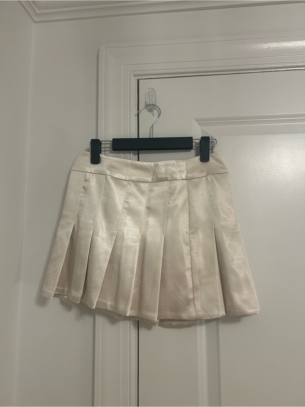 Pleated Satin Mini Skirt